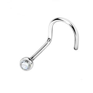 ❤️ 3 for $10 BUNDLE - Implant Grd Titanium Corkscrew Nose Bezel White CZ 20 gau